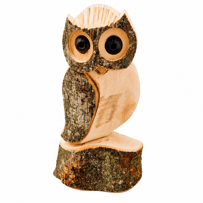 Kleine Deko Eule aus Holz – handgeschnitzt, wetterfest & dekorativ