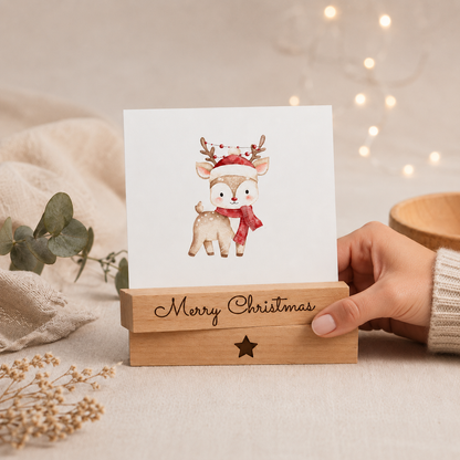 Kartenhalter aus Buchenholz im 2er Set – Merry Christmas