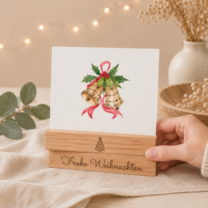 Kartenhalter aus Buchenholz im 2er Set – Weihnachtsdeko
