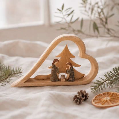 Weihnachtskrippe aus Holz klein – handgeschnitzt in Deutschland