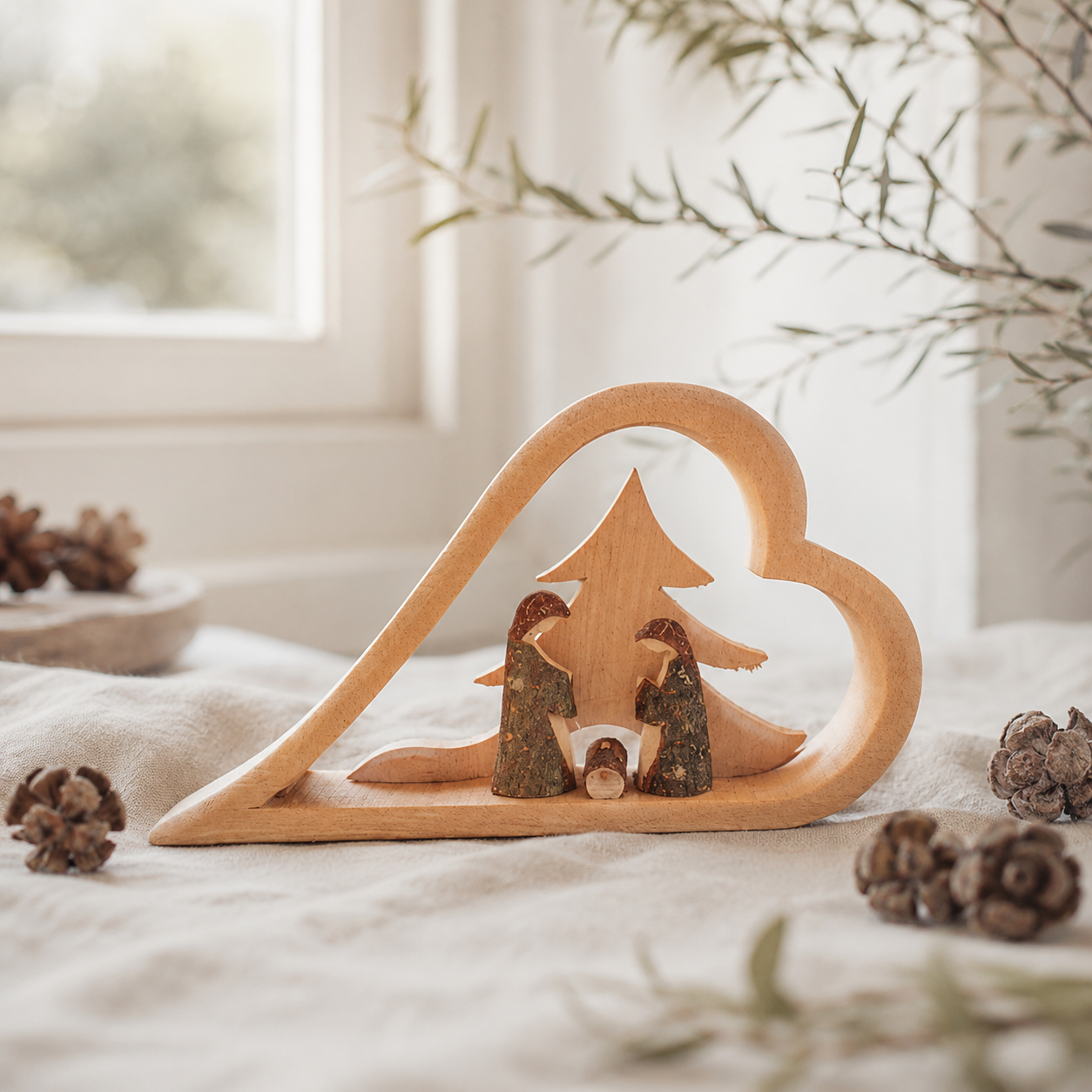 Weihnachtskrippe aus Holz klein – handgeschnitzt in Deutschland