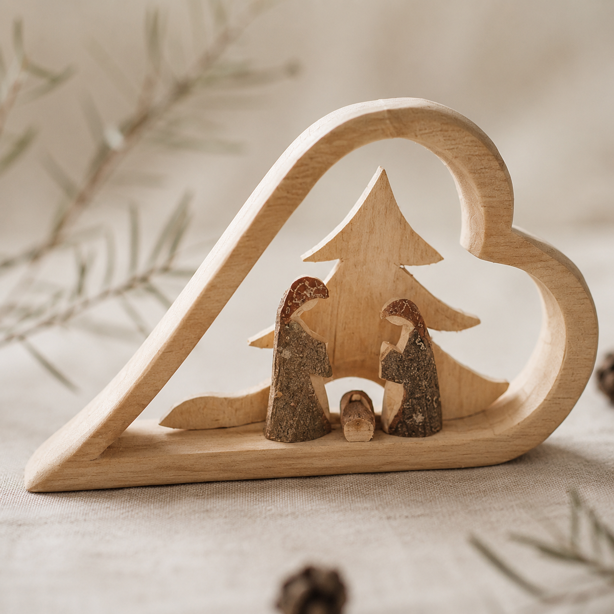 Weihnachtskrippe aus Holz klein – handgeschnitzt in Deutschland