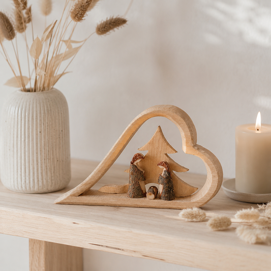 Weihnachtskrippe aus Holz klein – handgeschnitzt in Deutschland