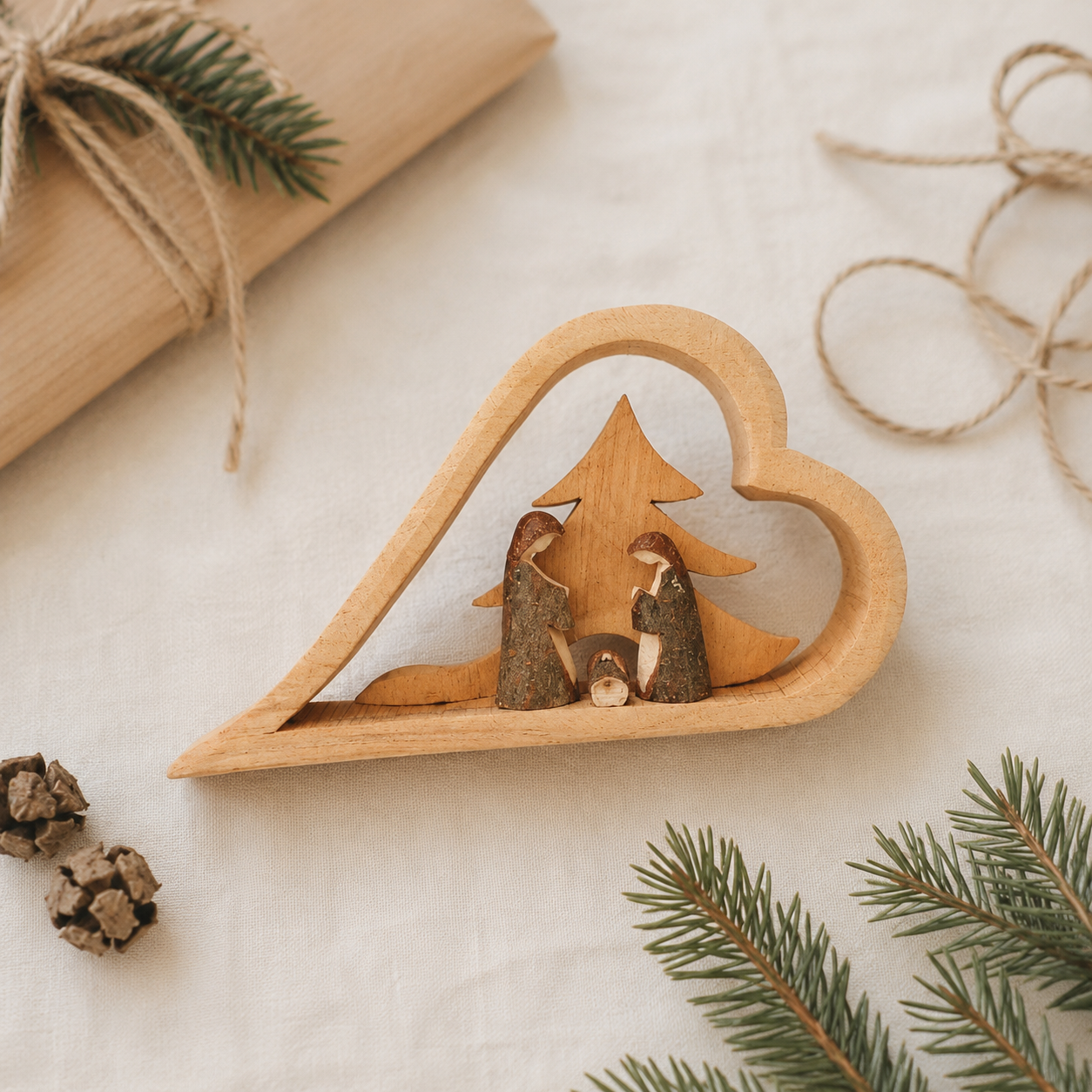 Weihnachtskrippe aus Holz klein – handgeschnitzt in Deutschland