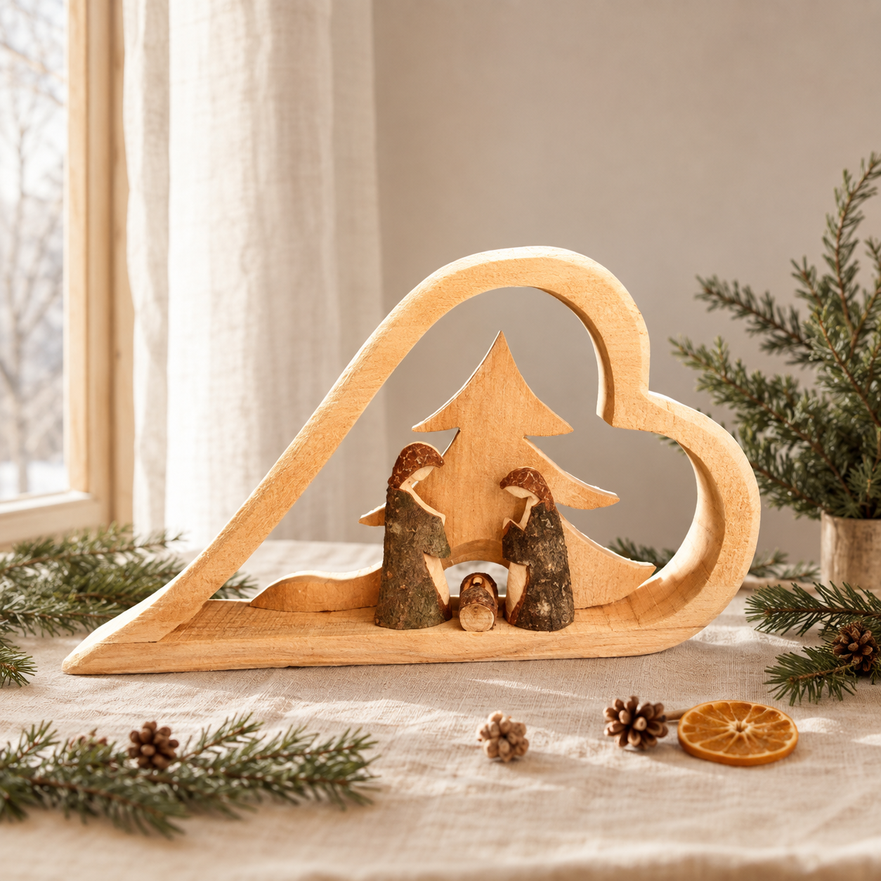 Weihnachtskrippe aus Holz groß – handgeschnitzt in Deutschland