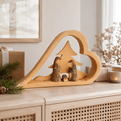 Weihnachtskrippe aus Holz groß – handgeschnitzt in Deutschland