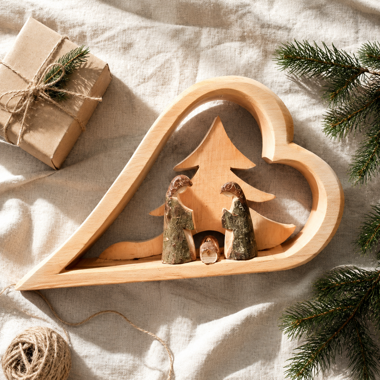 Weihnachtskrippe aus Holz groß – handgeschnitzt in Deutschland