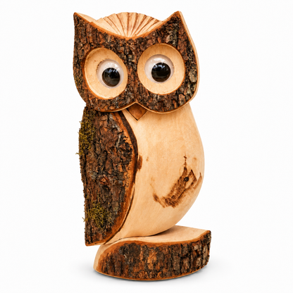 Deko Eule aus Holz 40 cm – handgeschnitzt, wetterfest & dekorativ